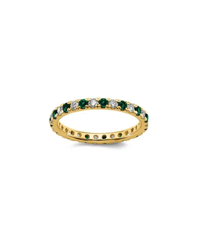 Lab Grown Gemstones 14k 1.15 Ct. Tw. Lab-grown Diamond & Lab-grown Emerald Eternity Ring