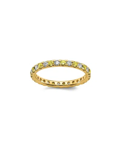 Lab Grown Gemstones 14k 1.20 Ct. Tw. Lab-grown Diamond & Lab-grown Yellow Sapphire Eternity Ring In Multi