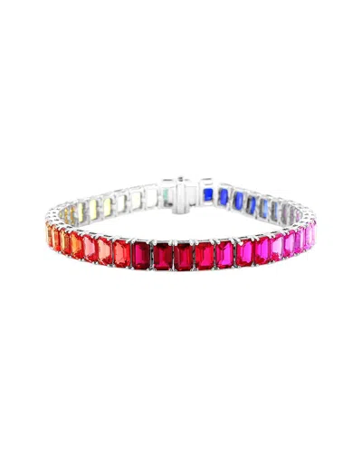 Lab Grown Gemstones 14k 13.00 Ct. Tw. Lab-grown Gemstone Tennis Bracelet In Multi