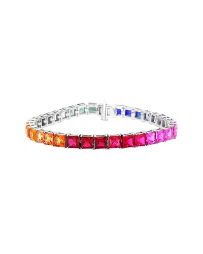 Lab Grown Gemstones 14k 16.00 Ct. Tw. Lab-grown Gemstone Tennis Bracelet In Multi
