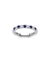 Lab Grown Gemstones 14k 1.75 Ct. Tw. Lab-grown Diamond & Lab-grown Blue Sapphire Eternity Ring In Silver