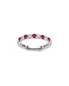 Lab Grown Gemstones 14k 1.75 Ct. Tw. Lab-grown Diamond & Lab-grown Ruby Eternity Ring In Metallic