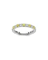 Lab Grown Gemstones 14k 1.75 Ct. Tw. Lab-grown Diamond & Lab-grown Yellow Sapphire Eternity Ring In Metallic