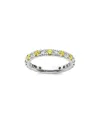 Lab Grown Gemstones 14k 1.75 Ct. Tw. Lab-grown Diamond & Lab-grown Yellow Sapphire Eternity Ring In Metallic