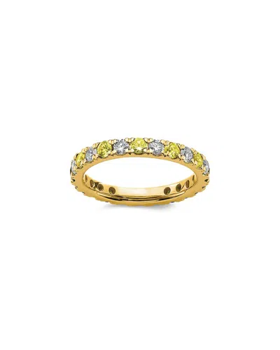 Lab Grown Gemstones 14k 1.75 Ct. Tw. Lab-grown Diamond & Lab-grown Yellow Sapphire Eternity Ring In Multi