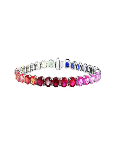 Lab Grown Gemstones 14k 22.00 Ct. Tw. Lab-grown Gemstone Tennis Bracelet In Pink