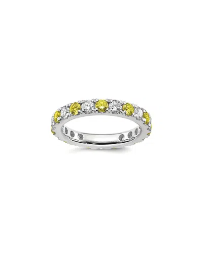 Lab Grown Gemstones 14k 2.50 Ct. Tw. Lab-grown Diamond & Lab-grown Yellow Sapphire Eternity Ring In Silver