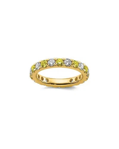 Lab Grown Gemstones 14k 2.50 Ct. Tw. Lab-grown Diamond & Lab-grown Yellow Sapphire Eternity Ring In Gold