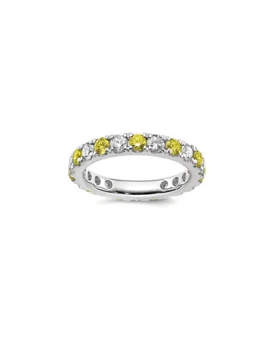 Lab Grown Gemstones 14k 2.65 Ct. Tw. Lab-grown Diamond & Lab-grown Yellow Sapphire Eternity Ring In Metallic