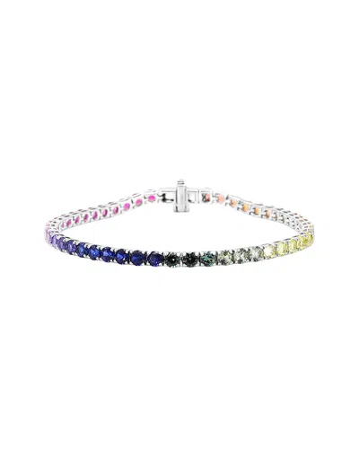 Lab Grown Gemstones 14k 5.00 Ct. Tw. Lab-grown Gemstone Tennis Bracelet In Multi