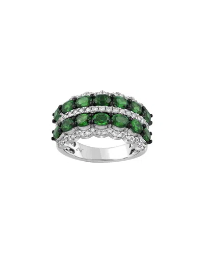Lab Grown Gemstones Brilliant Bloom 14k 0.50 Ct. Tw. Lab-grown Diamond & Emerald Ring In Multi