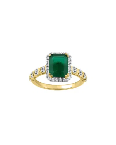 Lab Grown Gemstones Brilliant Bloom 14k 2.15 Ct. Tw. Lab-grown Diamond & Emerald Bridal Ring In Neutral