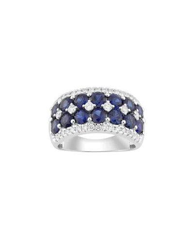 Lab Grown Gemstones Brilliant Bloom 14k 2.70 Ct. Tw. Lab-grown Diamond & Sapphire Ring In Metallic