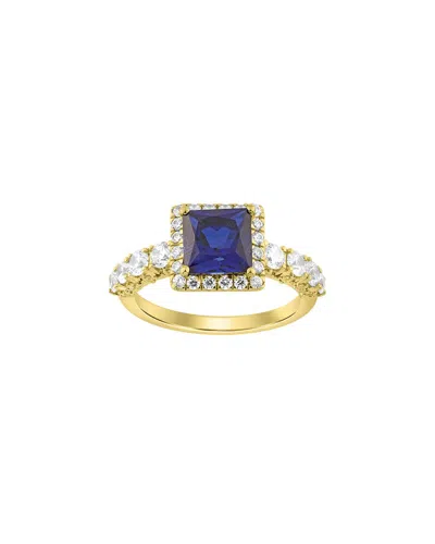 Lab Grown Gemstones Brilliant Bloom 14k 3.40 Ct. Tw. Lab-grown Diamond & Sapphire Bridal Ring In Blue