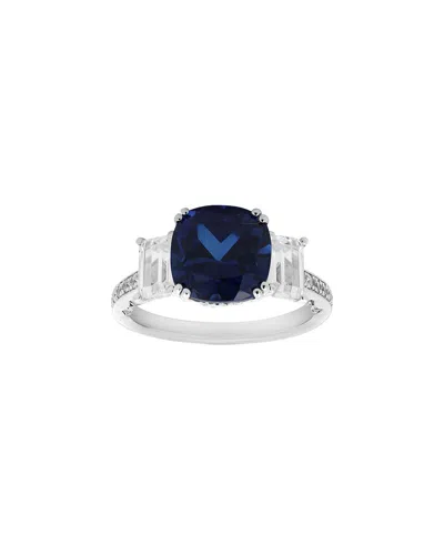 Lab Grown Gemstones Brilliant Bloom 14k 5.13 Ct. Tw. Lab-grown Diamond & Sapphire Ring In Multi