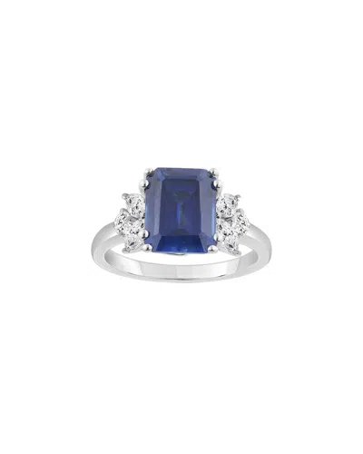 Lab Grown Gemstones Brilliant Bloom 14k 6.80 Ct. Tw. Lab-grown Diamond & Sapphire Ring In Multi