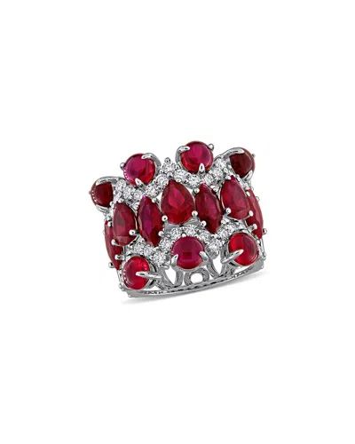 LAB GROWN GEMSTONES CREATED FOREVER 14K 11.31 CT. TW. LAB-GROWN DIAMOND & LAB-GROWN RUBY STATEMENT RING