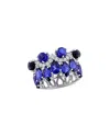 Lab Grown Gemstones Creative Forever 14k 9.24 Ct. Tw. Lab-grown Diamond & Lab-grown Blue Sapphire  Statement Ring