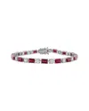 Lab Grown Gemstones Creative Forever 18k 10.08 Ct. Tw. Lab-grown Diamond & Lab-grown Ruby Tennis  Bracelet
