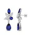 Lab Grown Gemstones Creative Forever 18k 16.98 Ct. Tw. Lab-grown Diamond & Lab-grown Blue Sapphire Drop Earrings