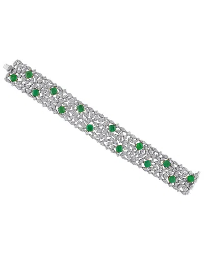 LAB GROWN GEMSTONES CREATED FOREVER 18K 19.73 CT. TW. LAB-GROWN DIAMOND & EMERALD STATEMENT BRACELET