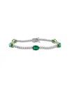 Lab Grown Gemstones Creative Forever 18k 4.88 Ct. Tw. Lab-grown Diamond & Lab-grown Emerald  Station Bracelet