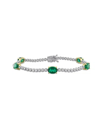 Lab Grown Gemstones Creative Forever 18k 4.88 Ct. Tw. Lab-grown Diamond & Lab-grown Emerald  Station Bracelet
