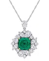 Lab Grown Gemstones Creative Forever 18k 5.22 Ct. Tw. Lab-grown Diamond & Lab-grown Emerald  Pendant Necklace