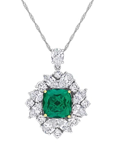 Lab Grown Gemstones Creative Forever 18k 5.22 Ct. Tw. Lab-grown Diamond & Lab-grown Emerald  Pendant Necklace