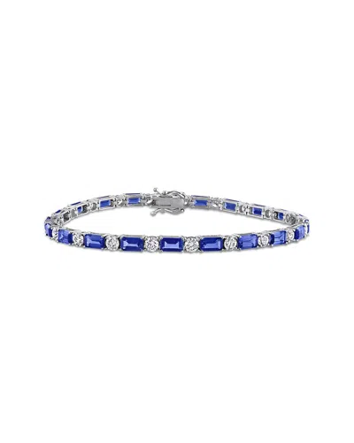 LAB GROWN GEMSTONES CREATED FOREVER 18K 5.91 CT. TW. LAB-GROWN DIAMOND & LAB-GROWN BLUE SAPPHIRE TENNIS BRACELET