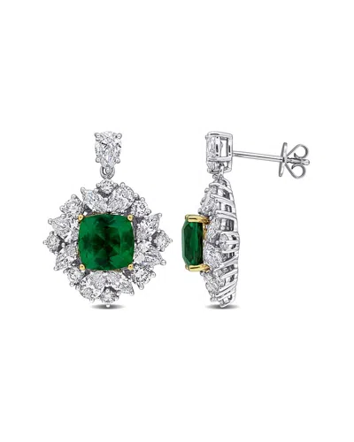 LAB GROWN GEMSTONES CREATED FOREVER 18K 7.41 CT. TW. LAB-GROWN DIAMOND & LAB-GROWN EMERALD STUD EARRINGS