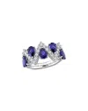Lab Grown Gemstones Creative Forever Silver 4.45 Ct. Tw. Lab-grown Diamond & Lab-grown Blue  Sapphire Crossover Ring