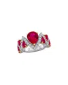 Lab Grown Gemstones Creative Forever Silver 8.39 Ct. Tw. Lab-grown Diamond & Lab-grown Ruby  Crossover Ring