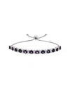 Lab Grown Gemstones Silver Lab-grown Diamond & Gemstone Bolo Bracelet
