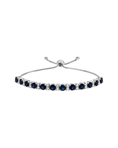 Lab Grown Gemstones Silver Lab-grown Diamond & Gemstone Bolo Bracelet In Metallic