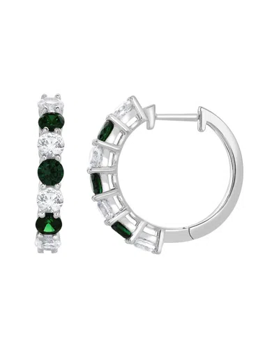 Lab Grown Gemstones Silver Lab-grown Diamond & Gemstone Hoops In Metallic