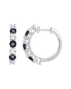 Lab Grown Gemstones Silver Lab-grown Diamond & Gemstone Hoops
