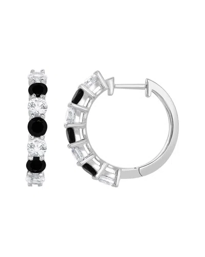 Lab Grown Gemstones Silver Lab-grown Diamond & Gemstone Hoops In Black