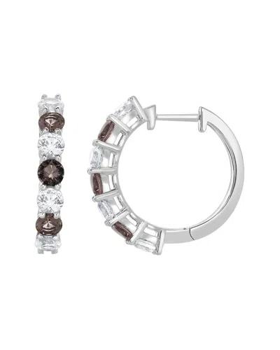 Lab Grown Gemstones Silver Lab-grown Diamond & Gemstone Hoops In Brown
