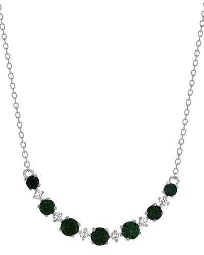 Lab Grown Gemstones Silver Lab-grown Diamond & Gemstone Necklace In Metallic