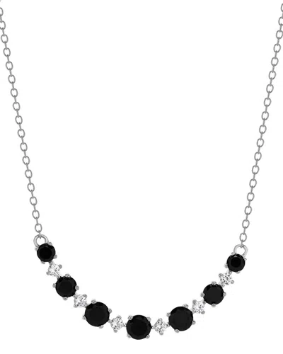 Lab Grown Gemstones Silver Lab-grown Diamond & Gemstone Necklace In Metallic
