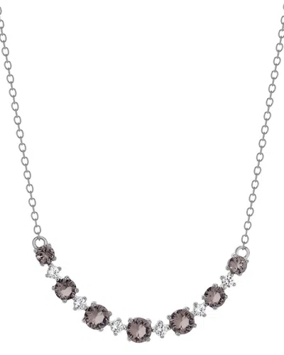 Lab Grown Gemstones Silver Lab-grown Diamond & Gemstone Necklace In Metallic