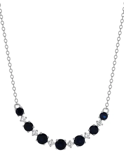 Lab Grown Gemstones Silver Lab-grown Diamond & Gemstone Necklace In Metallic