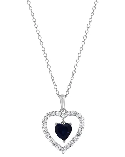 Lab Grown Gemstones Silver Lab-grown Diamond & Gemstone Pendant In White