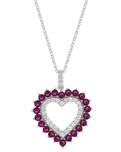 Lab Grown Gemstones Silver Lab-grown Diamond & Gemstone Pendant In Purple