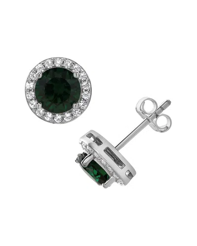 Lab Grown Gemstones Silver Lab-grown Diamond & Gemstone Studs In Metallic