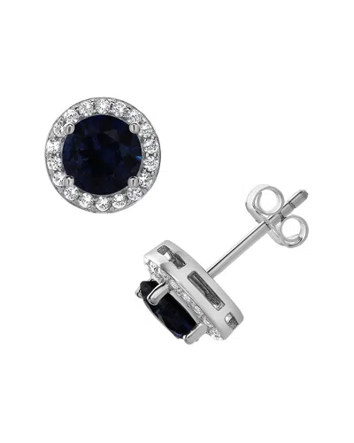 Lab Grown Gemstones Silver Lab-grown Diamond & Gemstone Studs In Metallic