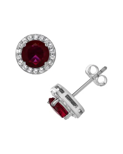 Lab Grown Gemstones Silver Lab-grown Diamond & Gemstone Studs In Metallic