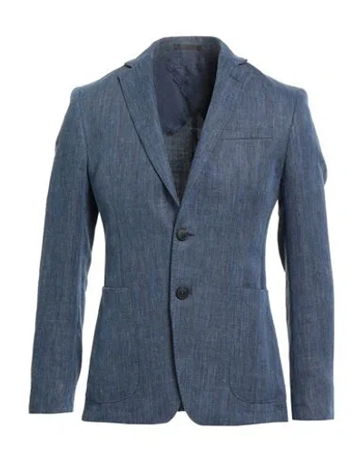 Lab. Pal Zileri Man Blazer Blue Size 40 Linen, Wool