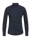 Lab. Pal Zileri Man Shirt Midnight Blue Size 15 Cotton, Polyamide, Elastane